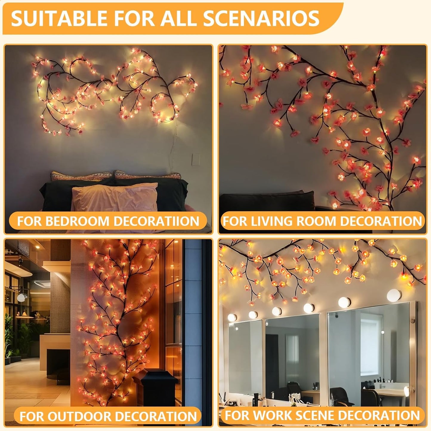 Cherry Blossom 🌸 LED Tree Branch Lights for Wall Decor